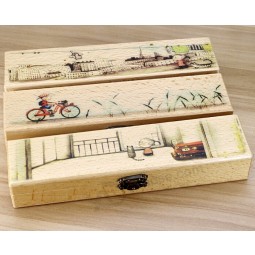 Wholesale custom high quality Pure Children Wooden Pencil Cases