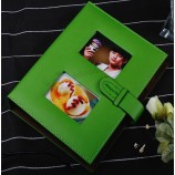 Wholesale custom high quality Green Leather Life Diary with Photo Window