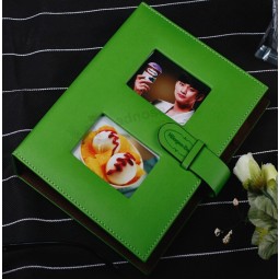 Wholesale custom high quality Green Leather Life Diary with Photo Window