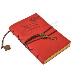Wholesale custom high quality Red Brown Cow Leather Pocket Travel Diary