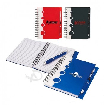 Wholesale custom high quality Promotional Spiral Notebooks with Ball Pens