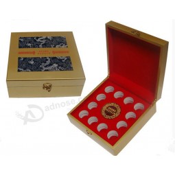 Wholesale custom high-end Golden Souvenir Coin Box with Red Insert