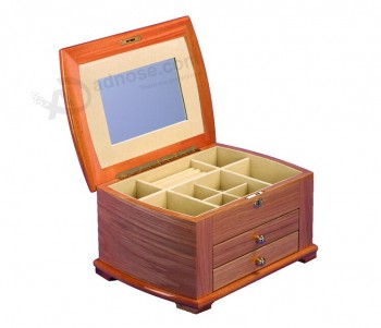 批发定制高-带抽屉的木质珠宝收藏盒