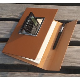 Wholesale custom high quality Luxury Brown Leather Notebook with Calculator
