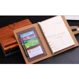 Wholesale custom high quality Practical Leather Notebooks with Card Pocket