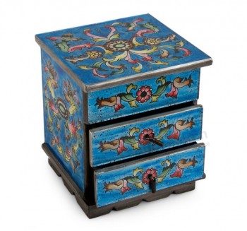 Wholesale custom high-end Handwork Painted Wood Jewelry Box with Mirror