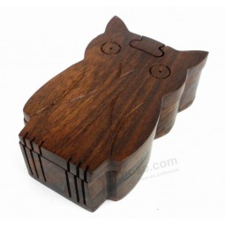 Wholesale custom high-end Owl Shape Toy Storage Gift Wooden Box