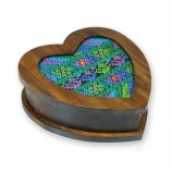 Wholesale custom high-end Heart Shape Jewellery Wooden Box with Fancy Clothing Window