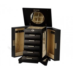 Wholesale custom high-end Matt Black Multipurpose Wood Jewelry Box