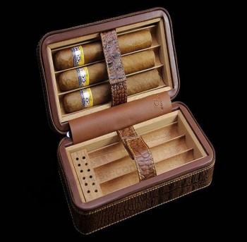 Textured Leather Cigar Humidor Case for custom with your logo