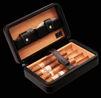 皮革合hiba雪茄储存雪茄盒定制与您的标志