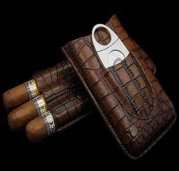 Crocodile Leather Traveling Tobacco Humidor Case for custom with your logo