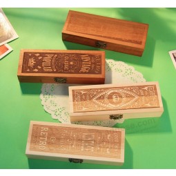 Wholesale custom high-end Pine Wood Painting Pen Storage Gift Box