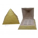 Golden Pyramid-Shaped Cigar Humidor for custom with your logo