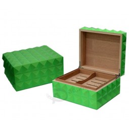 Glossy Green Painting Waved Surface Cigar Box for custom with your logo