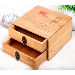 Haut de gamme personnalisé-Fin boîte de tiroir de stockage de thé en bambou