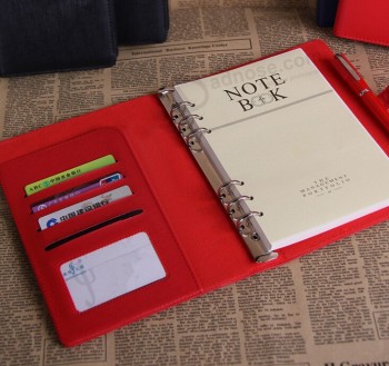 NotEbook rosso personalizzato di alta qualità all'ingrosso Con tasca per carta di credito