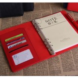 Wholesale custom high quality Red Notebook with Bank Card Pocket with your logo