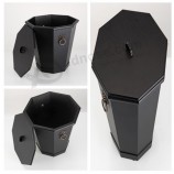 Unicolor Black Big Wood Dustbin for Hotals for custom with your logo
