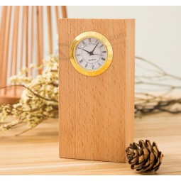 Wholesale custom high-end Nature Beech Wooden Office Base Clock