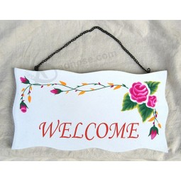 Painted Wooden Welcome Hang Tag for custom with your logo