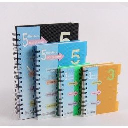 Plastic Printing Spiral Notebooks with Dividers for custom with your logo