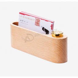 定制的木质官方桌面卡片盒，用于定制您的徽标