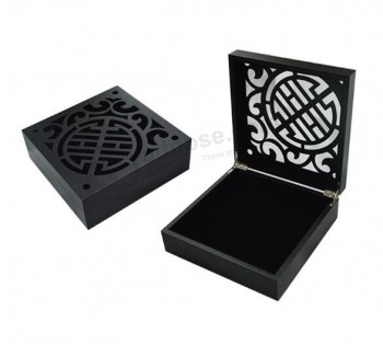 Wholesale custom high-end Skeleton Black Painted Wooden Gift Box