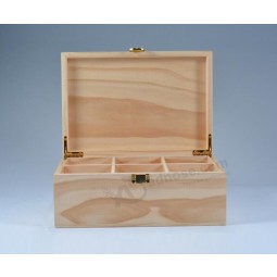 Wholesale custom high-end Natural Pine Wooden Tea Storage Box
