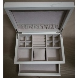 White Painting Jewelry Storage Wooden Box for custom with your logo