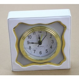 Custom high-end White Leather Desk Alarm Clock for Hotal