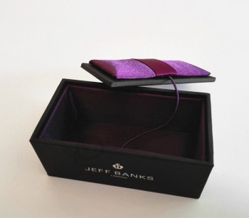 精致小黑色袖扣盒 (JB-019) 用于定制您的徽标