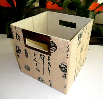 定制高-结束复古亚麻覆盖储物盒