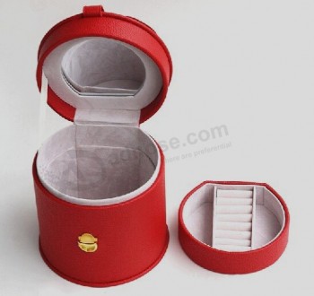 新奇红色圆形饰品收纳盒 (JB-024) 用于定制您的徽标