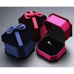 Flocking Lovers Ring Boxes with Bowknots (MB-011) for custom with your logo