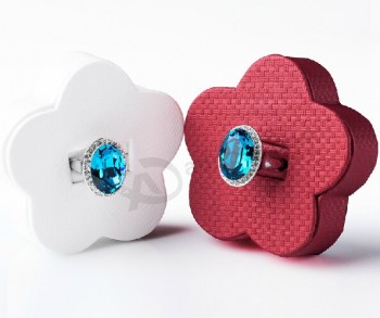 花卉风格蓝宝石结婚戒指礼品盒 (JB-021) 用于定制您的徽标