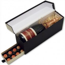Boîte à vin en carton noir de haute qualité avec tiroir (Wb-010) Pour la coutume avec votre logo