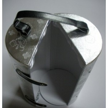 圆筒银色压花皮革冰酒盒 (WB-009) 用于定制您的徽标