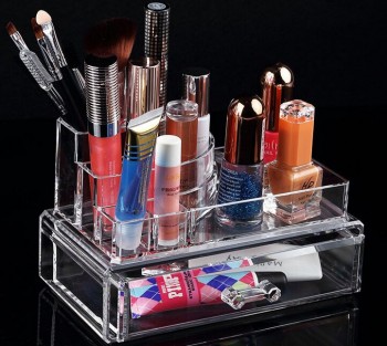 Haut personnalisé-Finition claire organisateur de maquillage de beauté Acrylique avec tiroir