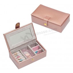 Pink Pearl Leather Ornaments Collection Box with Mirror for custom with your logo