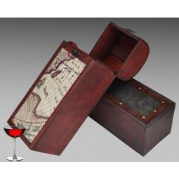 Unadorned Wooden Red Wine Box with Lid (WB-011) for custom with your logo