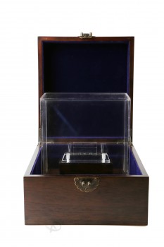 Haut personnalisé-Boîte de Présentation de trophée en bois de noyer avec couvercle en Acrylique