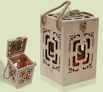 Lasergravure houten dragende wijnkoffer (Wb-008) Voor op maat met uw logo