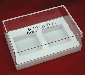 Alta personalizDe Anúncios.o-Final Acrílico perfume moStrando caixa com logotipo de imPressão de tela