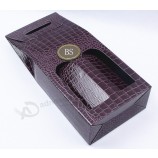 Purple Embossing Paper Box for Two Bottle Wines for custom with your logo