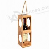 Custom high-end Creative Assembled Wood Red Wine Box with Rope Handle