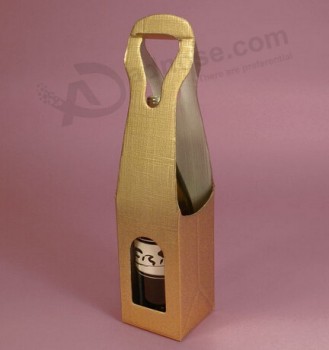 定制高-最终便携式金色纸包装酒盒