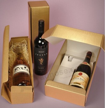 Haut personnalisé-Fin boîtes de Présentation de vin en carton doré