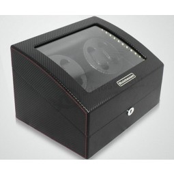 Boîte à enroulement de montre en cuir noir brillant classique (Wb-929) Pour la coutume avec votre logo