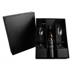 Custom high-end Black Corrugated Box for Wine and Two Glasses (GB-003)
